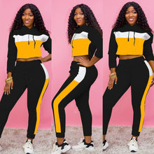 Load image into Gallery viewer, TWO PIECE SET Hoodie Women Tracksuit Patchwork Sportswear Casual Sweatpants Sweatshirt