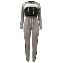 Load image into Gallery viewer, TWO PIECE SET Hoodie Women Tracksuit Patchwork Sportswear Casual Sweatpants Sweatshirt