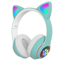 Load image into Gallery viewer, RGB Cat Ear Headphones Bluetooth 5.0 Bass Noise Cancelling Kids Girl Gift Headset Support TF Card With Mic Earphones