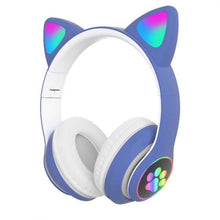 Load image into Gallery viewer, RGB Cat Ear Headphones Bluetooth 5.0 Bass Noise Cancelling Kids Girl Gift Headset Support TF Card With Mic Earphones