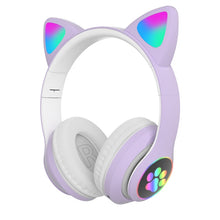 Load image into Gallery viewer, RGB Cat Ear Headphones Bluetooth 5.0 Bass Noise Cancelling Kids Girl Gift Headset Support TF Card With Mic Earphones
