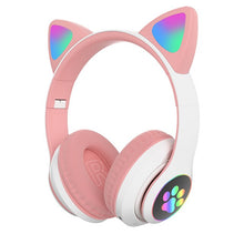 Load image into Gallery viewer, RGB Cat Ear Headphones Bluetooth 5.0 Bass Noise Cancelling Kids Girl Gift Headset Support TF Card With Mic Earphones