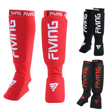 Load image into Gallery viewer, FIVING 1 Pair MMA Leg Foot Guards Muay Thai Kick Boxing Guard Protector With Hook & Loop Shin Instep Guards