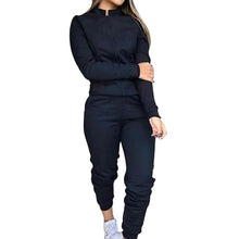 Load image into Gallery viewer, Women 2 Pcs Long Sleeve Thin Fleece Joggers Workout Running Suit Spring Sportswear
