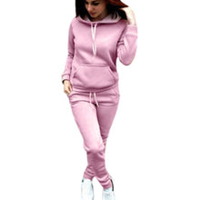 Load image into Gallery viewer, Women 2 Pcs Long Sleeve Thin Fleece Joggers Workout Running Suit Spring Sportswear