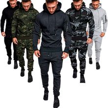 Load image into Gallery viewer, 2 Pieces Tracksuit Men's Hoodie Set Military Camouflage Muscle Man Autumn Winter Tactical Sweat Top and Jacket Pants