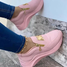Load image into Gallery viewer, Women Casual Sneakers Solid Color Platform Thick Bottom Zipper Women's Vulcanized Shoes