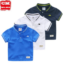 Load image into Gallery viewer, Boys Clothes Hot Summer Novelty Cotton Cartoon Elephant Print Short Sleeve V Mandarin Collar Handsome T Shirt Kids Boys