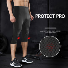 Load image into Gallery viewer, Safety Anti-Collision Basketball Shorts Men Fitness Training 3/4 Leggings With Knee Pads Sports 3XL Compression Trousers