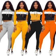Load image into Gallery viewer, TWO PIECE SET Hoodie Women Tracksuit Patchwork Sportswear Casual Sweatpants Sweatshirt
