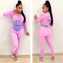 Load image into Gallery viewer, Fashion Yoga Wear Women&#39;s Contrast Stitching Tight-fitting Two-piece Sports Suit Fitness &amp; Body Building Yoga Clothing
