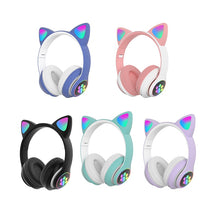 Load image into Gallery viewer, RGB Cat Ear Headphones Bluetooth 5.0 Bass Noise Cancelling  Kids Girl Gift Headset Support TF Card With Mic Earphones
