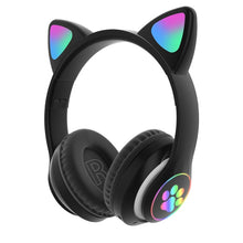 Load image into Gallery viewer, RGB Cat Ear Headphones Bluetooth 5.0 Bass Noise Cancelling  Kids Girl Gift Headset Support TF Card With Mic Earphones
