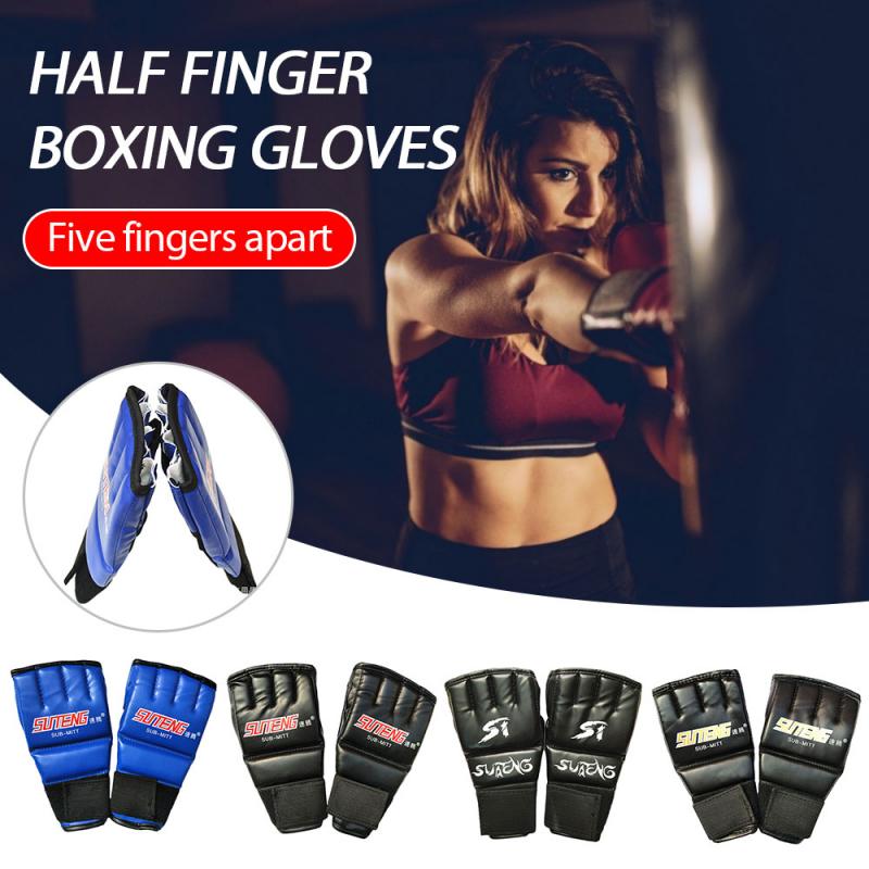 Boxing Gloves Half-finger Split-finger Breathable Leather Gloves For Men Women Sport Accessories