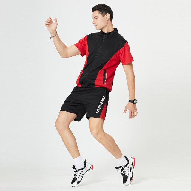 PBBB Men's Summer Casual Sports Two-piece Tracksuit Fitness Jogging Men Sportswear