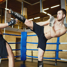 Load image into Gallery viewer, FIVING 1 Pair MMA Leg Foot Guards Muay Thai Kick Boxing Guard Protector With Hook &amp; Loop Shin Instep Guards
