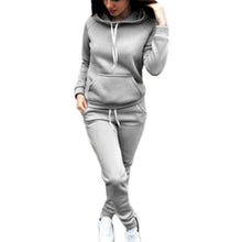 Load image into Gallery viewer, Women 2 Pcs Long Sleeve Thin Fleece Joggers Workout Running Suit Spring Sportswear
