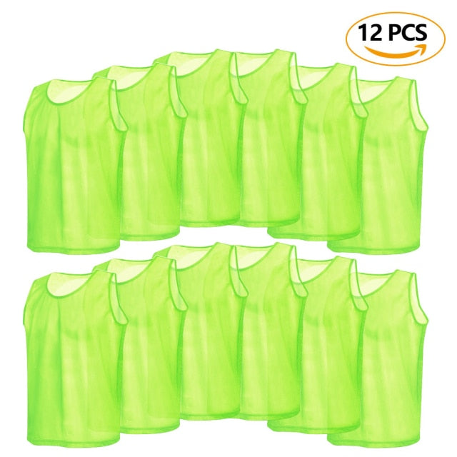 12 PCS Children Quick Drying Basketball Jersey Team Sports Football Vest Soccer Pinnies Jerseys Youth Practice Training Bibs