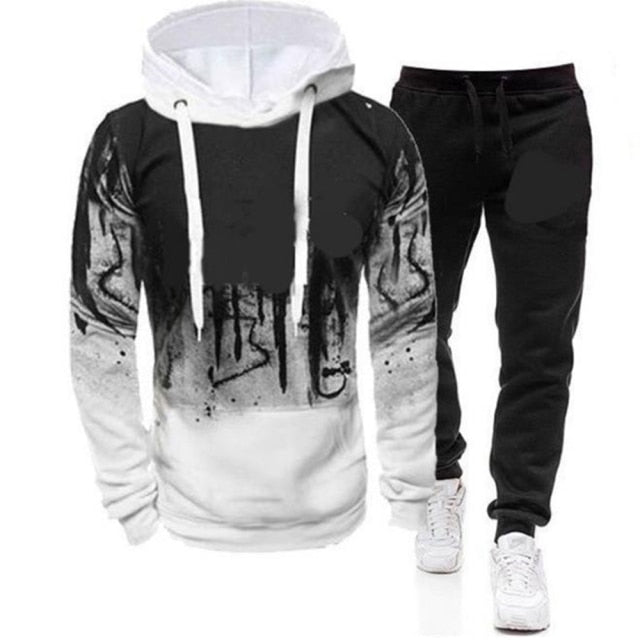 Solid Color Mens Tracksuits Spring Autumn Hoodies Sportswear Casual Men 2 Pieces Set Zipper Hoodies+Pants Sports Suits