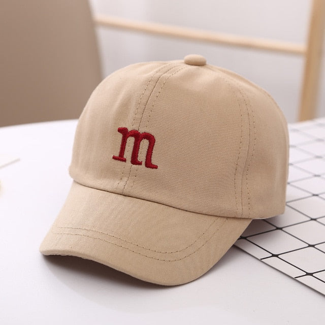Baseball Cap for Girls Boy Hats Sunscreen Baby Hat Hip Hop M Letter Embroidered Cute Kids Caps 1-12Y