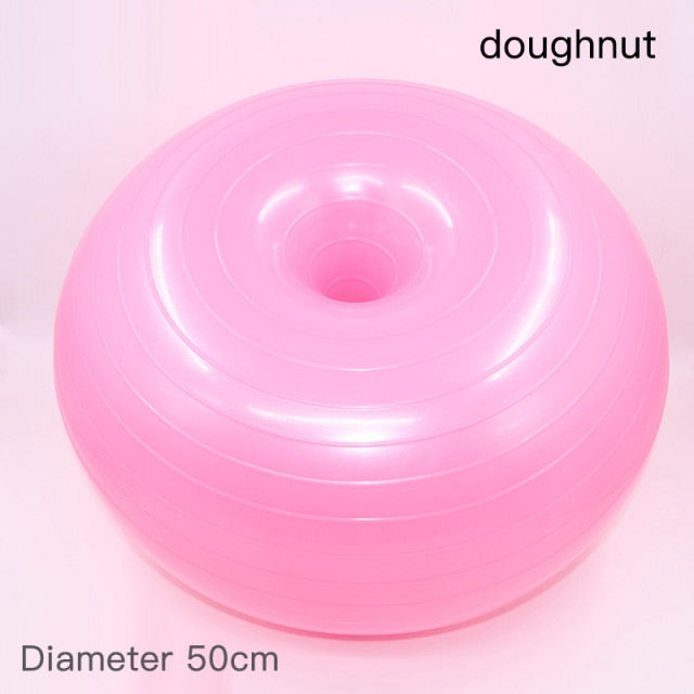 Thick Inflatable Donut Shape Yoga Ball Pilates Exercise Balance Fitness Workout Training Massage Sports Equipment