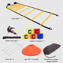 Load image into Gallery viewer, Football Training Ladder Set Agile Ladder With Ground Nail Sign Disc Resistance Umbrella Up Ball With Jump Grid Ladder
