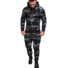 Load image into Gallery viewer, 2 Pieces Tracksuit Men&#39;s Hoodie Set Military Camouflage Muscle Man Autumn Winter Tactical Sweat Top and Jacket Pants
