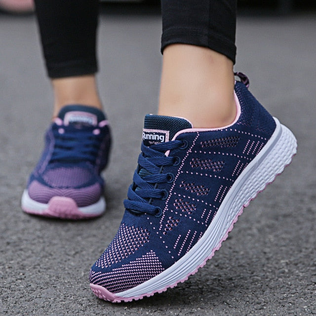 Women Casual Walking Shoes Fashionable Breathable Mesh Flat Sneakers Vulcanized  Female Footwear