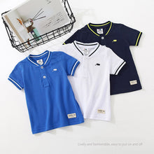 Load image into Gallery viewer, Boys Clothes  Hot Summer Novelty Cotton Cartoon Elephant Print Short Sleeve V Mandarin Collar Handsome T Shirt Kids Boys
