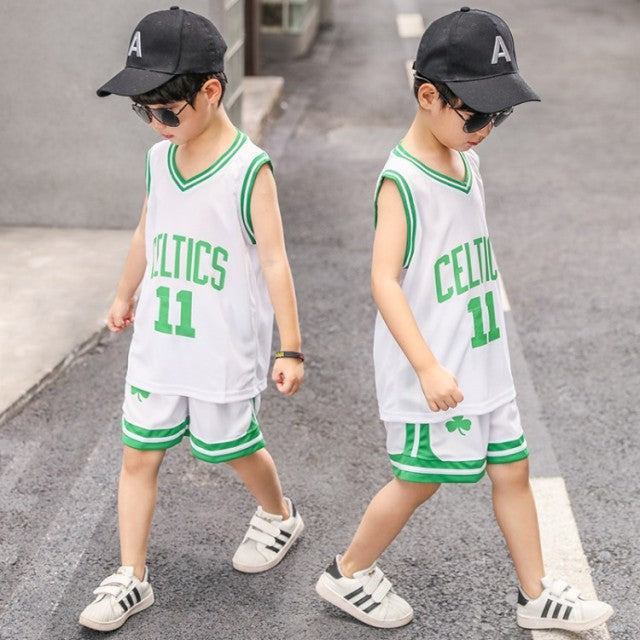 Basketball Jersey Sports Suit for Children Training Sets Letter Print 2pcs Vest+Shorts Kids Clothes