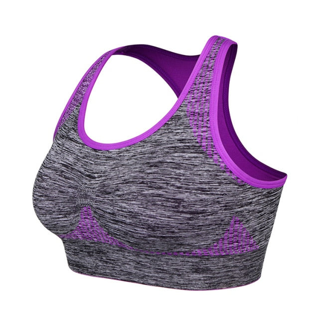 Shockproof Quick Dry Sports Bra Women Padded Gather Yoga Push Up Running Bra Seamless Workout Fitness Top
