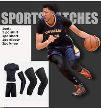 Load image into Gallery viewer, 6pcs Men Basketball Jersey Suit Mens Sportswear Dry Fit Basketball Knee Protector Tights Elbow Support Arm Guard
