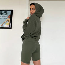 Load image into Gallery viewer, Women Biker Shorts Hoodies Sweatshirt Joggers Suit Two Piece Outfits Ladies Tracksuit Sweat Suit

