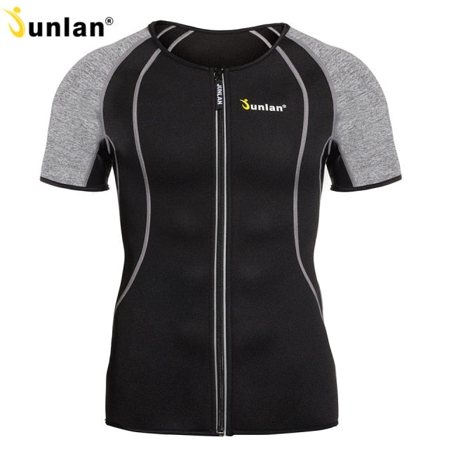 Junlan Body Shaper for Men Neoprene Slimming Shapewear Elastic Sauna Suit Waist Trainer T Shirt for Weight Loss Control